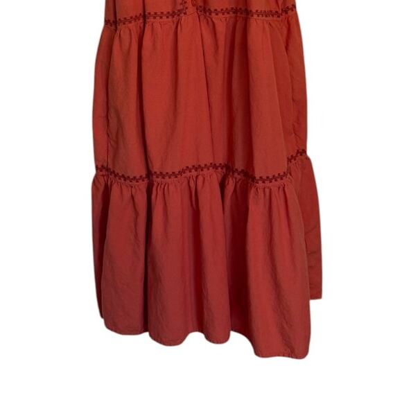 Beachlunchlounge Dress Women Large Orange Boho Chic Coastal Peasant Embroidered - Picture 3 of 8